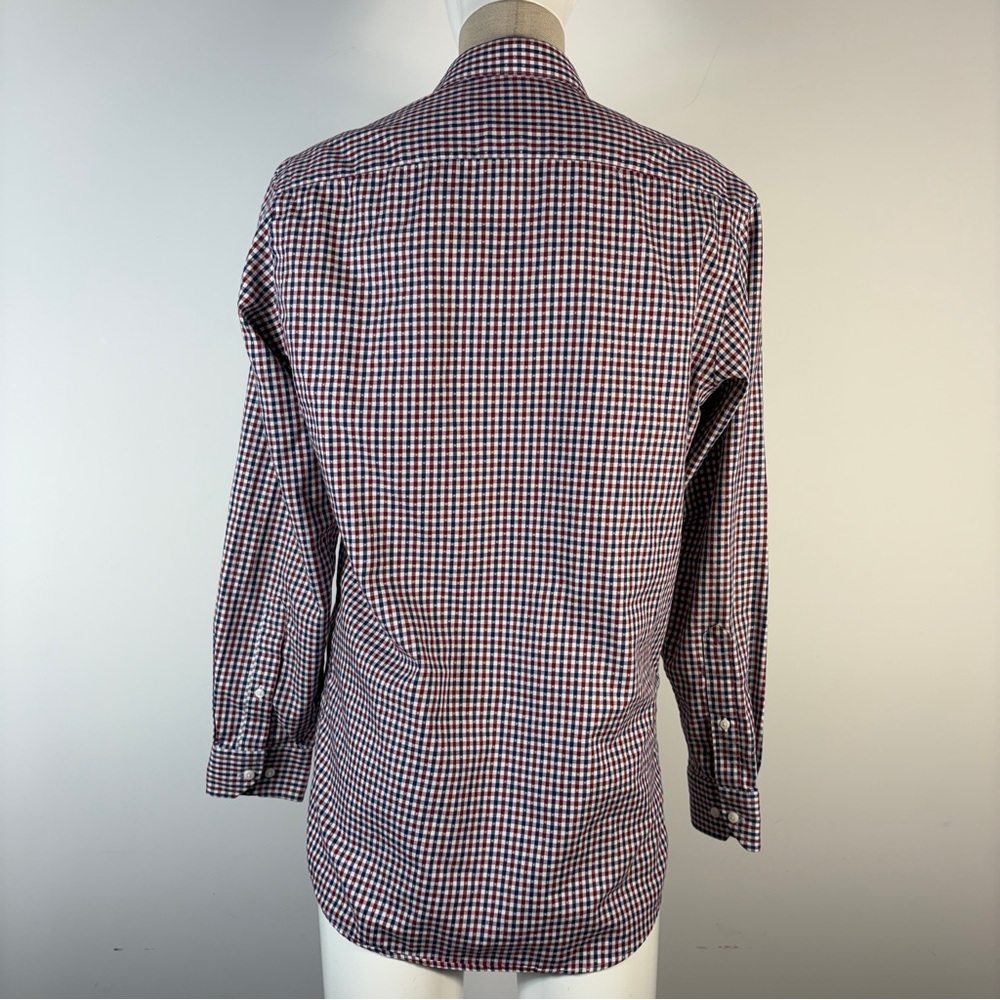 ❤️Ben Sherman Red Blue Gingham Plaid Button Down Shirt S - Picture 3 of 8